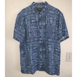 Quiksilver Waterman Shirt Geo‎ Print Short Sleeve L Comfort fit Blue